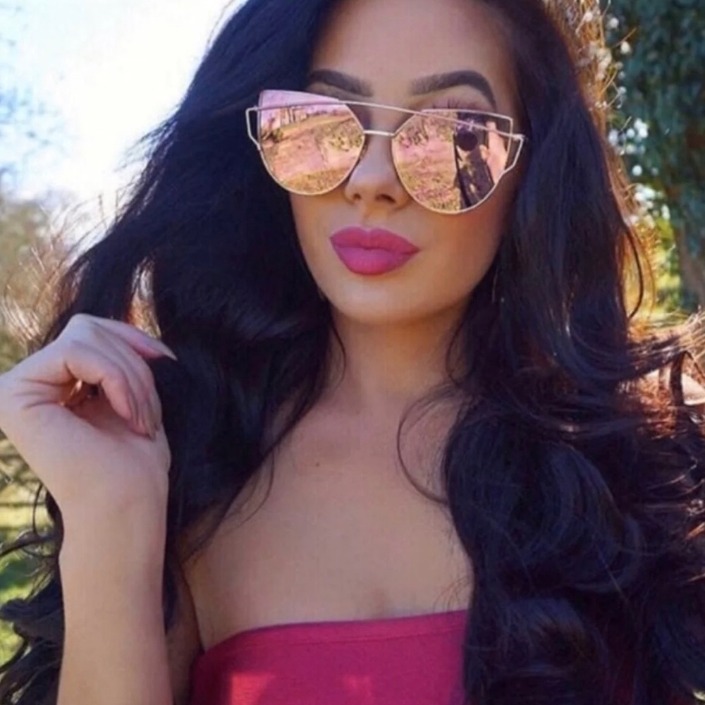 Mirrored Cat Eye Rose Blush Sunglasses